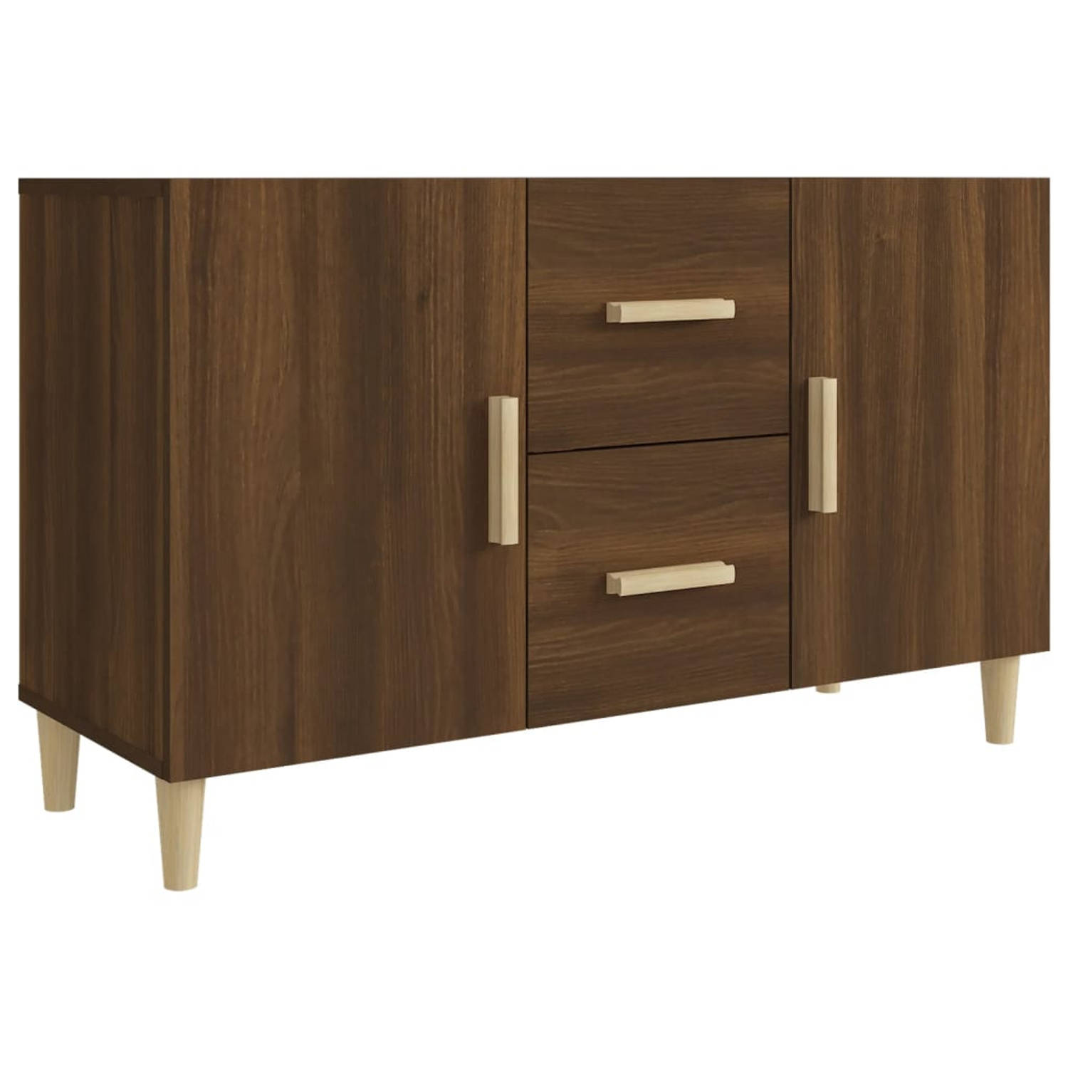 The Living Store Buffetkast - Bruineiken - 100 x 36 x 60 cm - Bewerkt hout