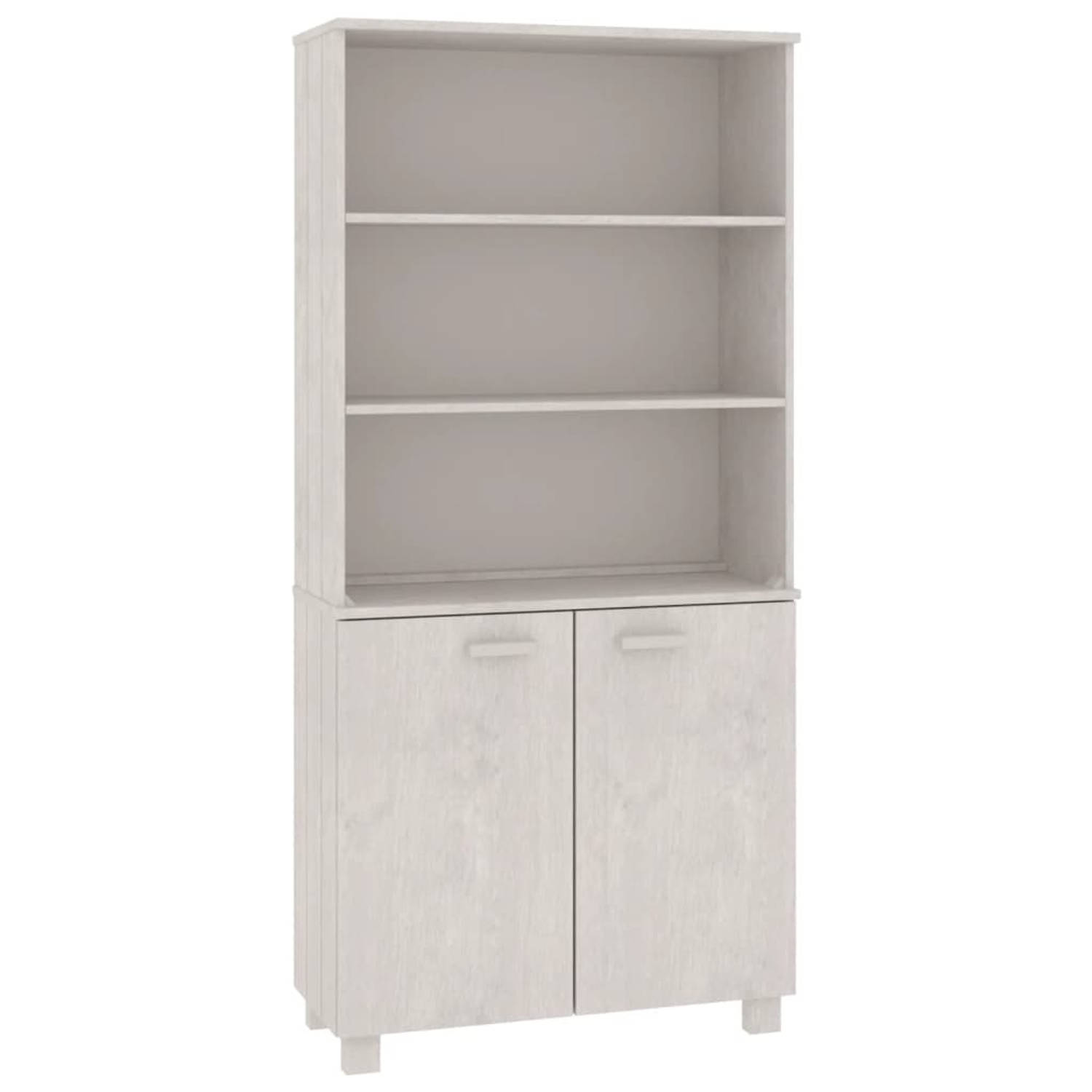 The Living Store HAMAR Kast - 85 x 35 x 180 cm - Wit - Massief grenenhout - Inclusief dressoir en opzetkast