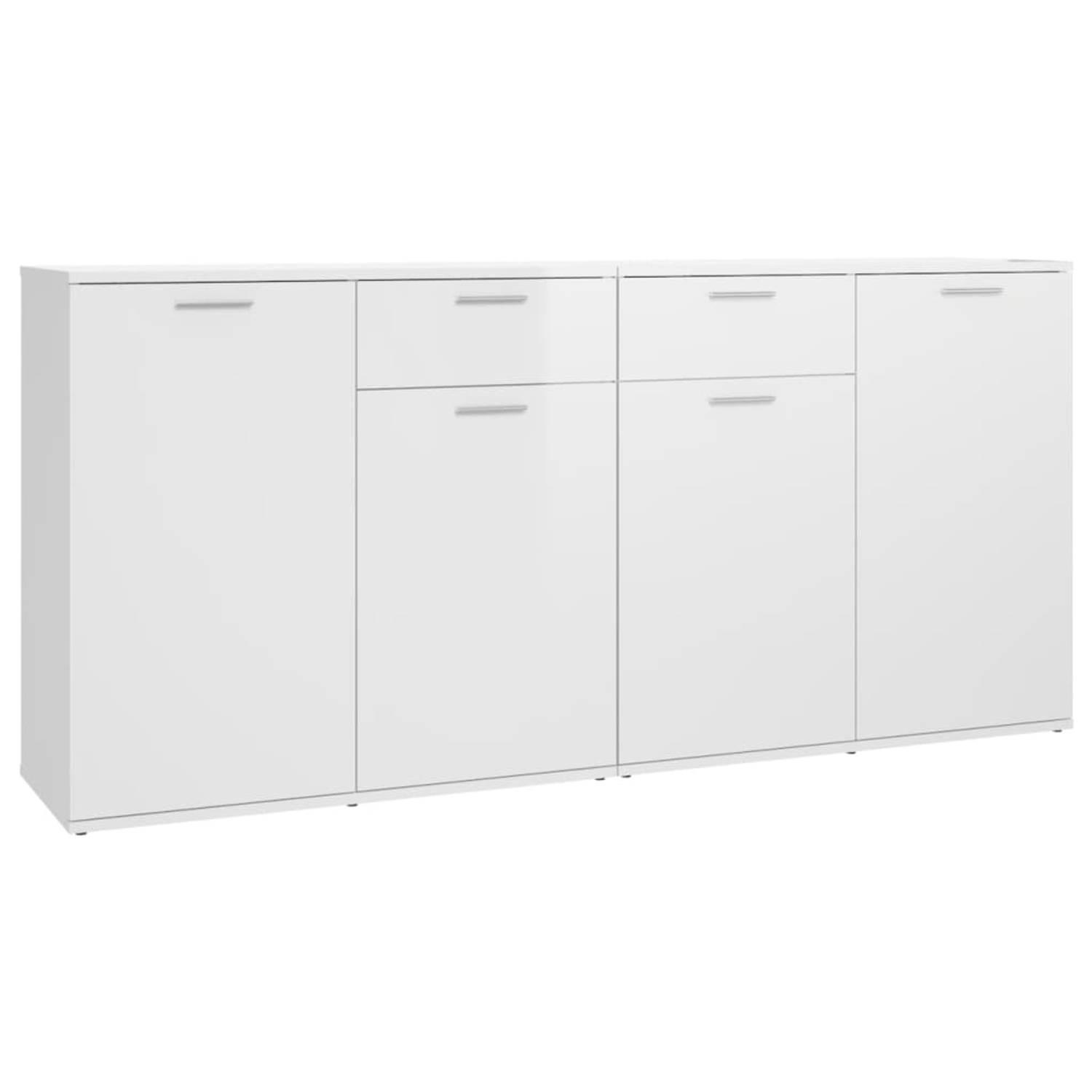 The Living Store Dressoir Meubelen 160 x 36 x 75 cm Hoogglans wit 4 deuren 2 lades