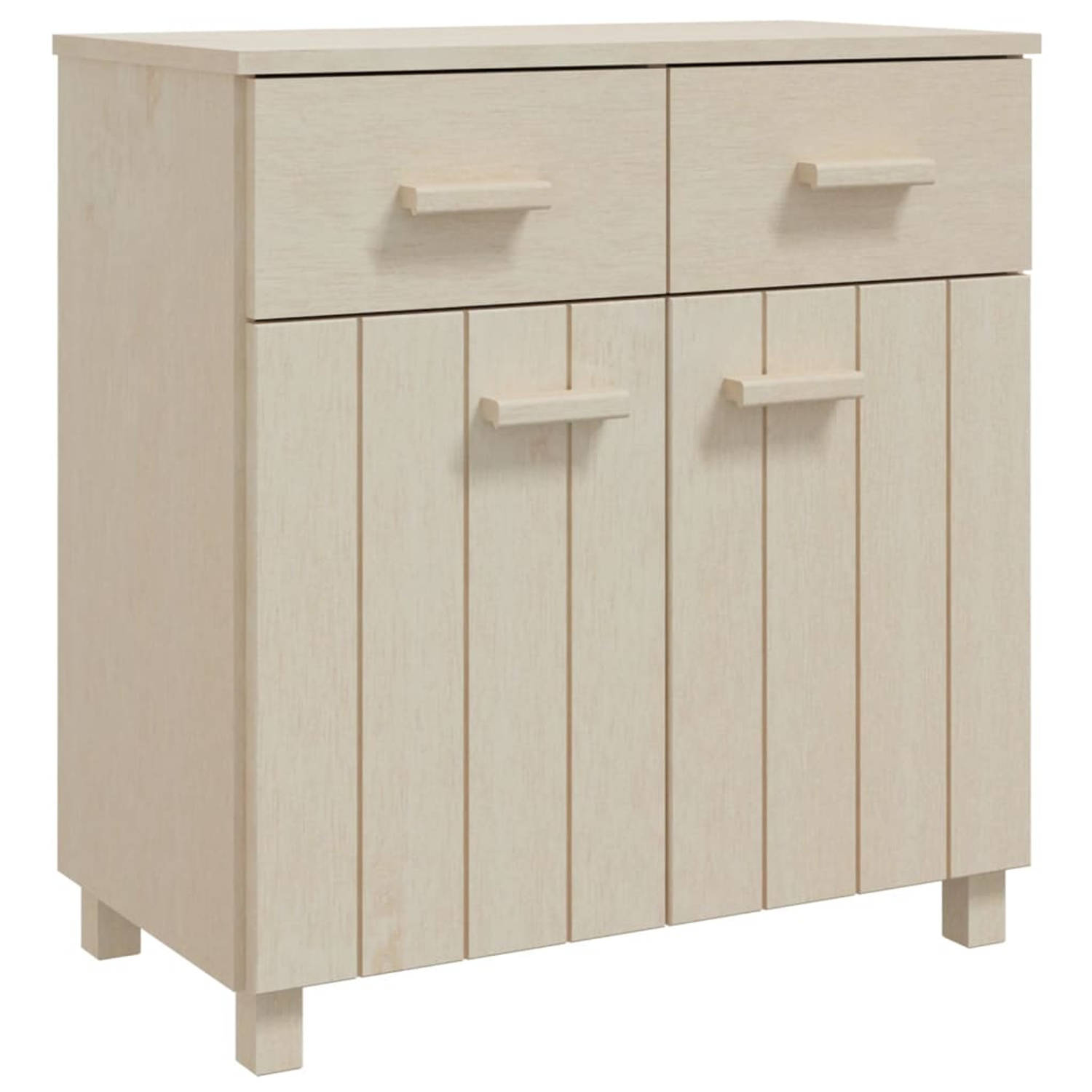 The Living Store HAMAR Dressoir - 79 x 40 x 80cm - Massief grenenhout-MDF - Honingbruin