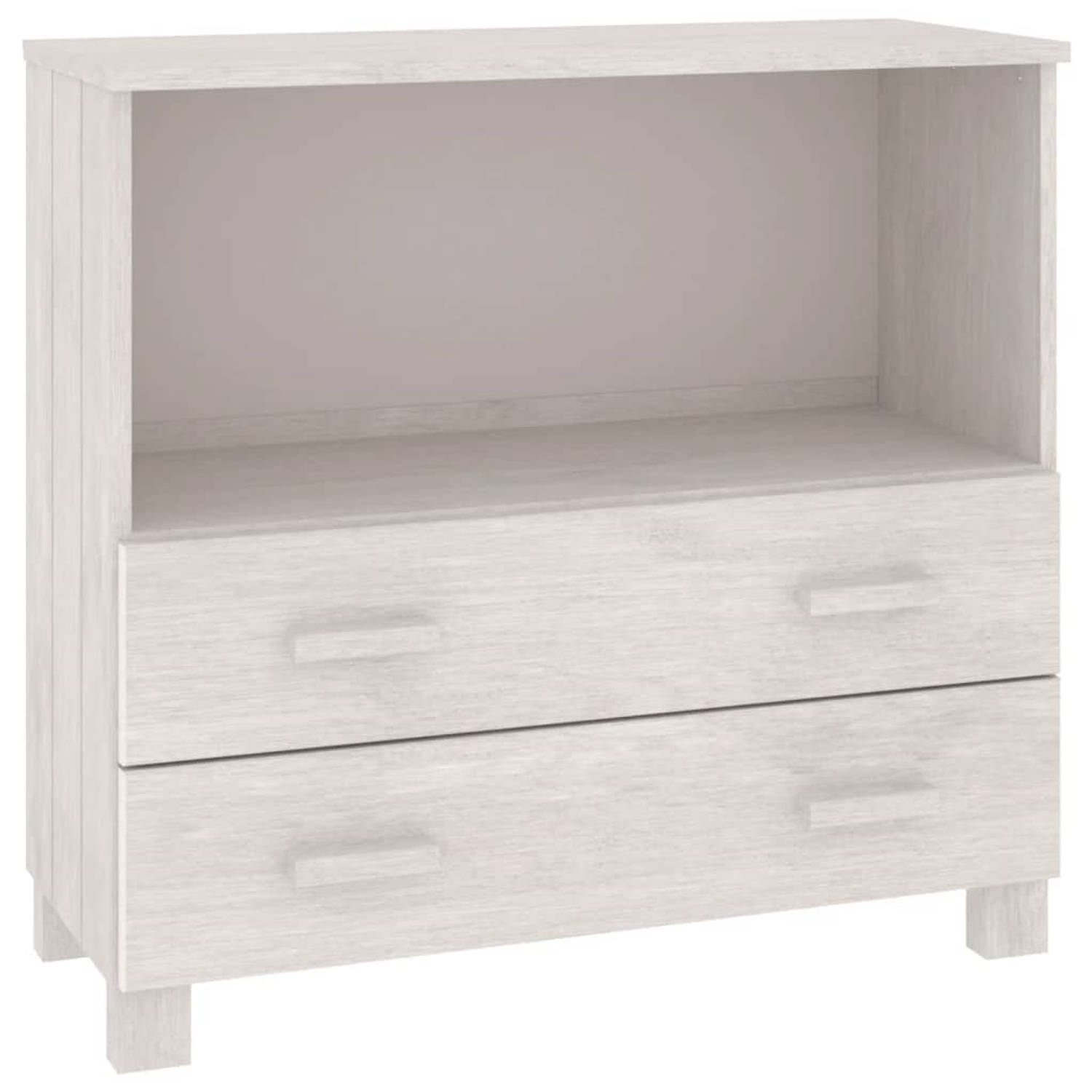 The Living Store Dressoir HAMAR 85x35x80 cm massief grenenhout wit - Keukenkast