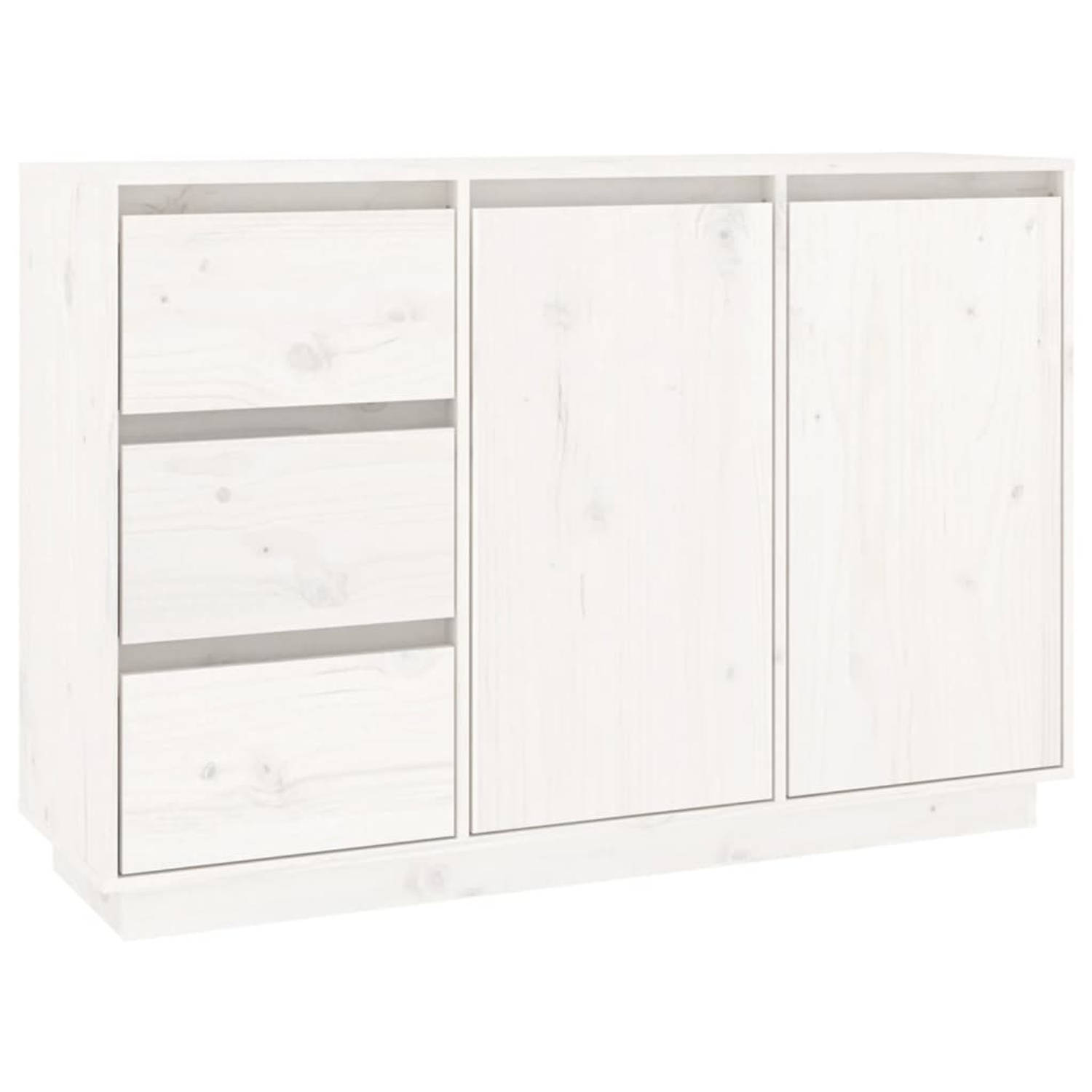 The Living Store Wandkast - Grenenhout - 111 x 34 x 75 cm - Wit