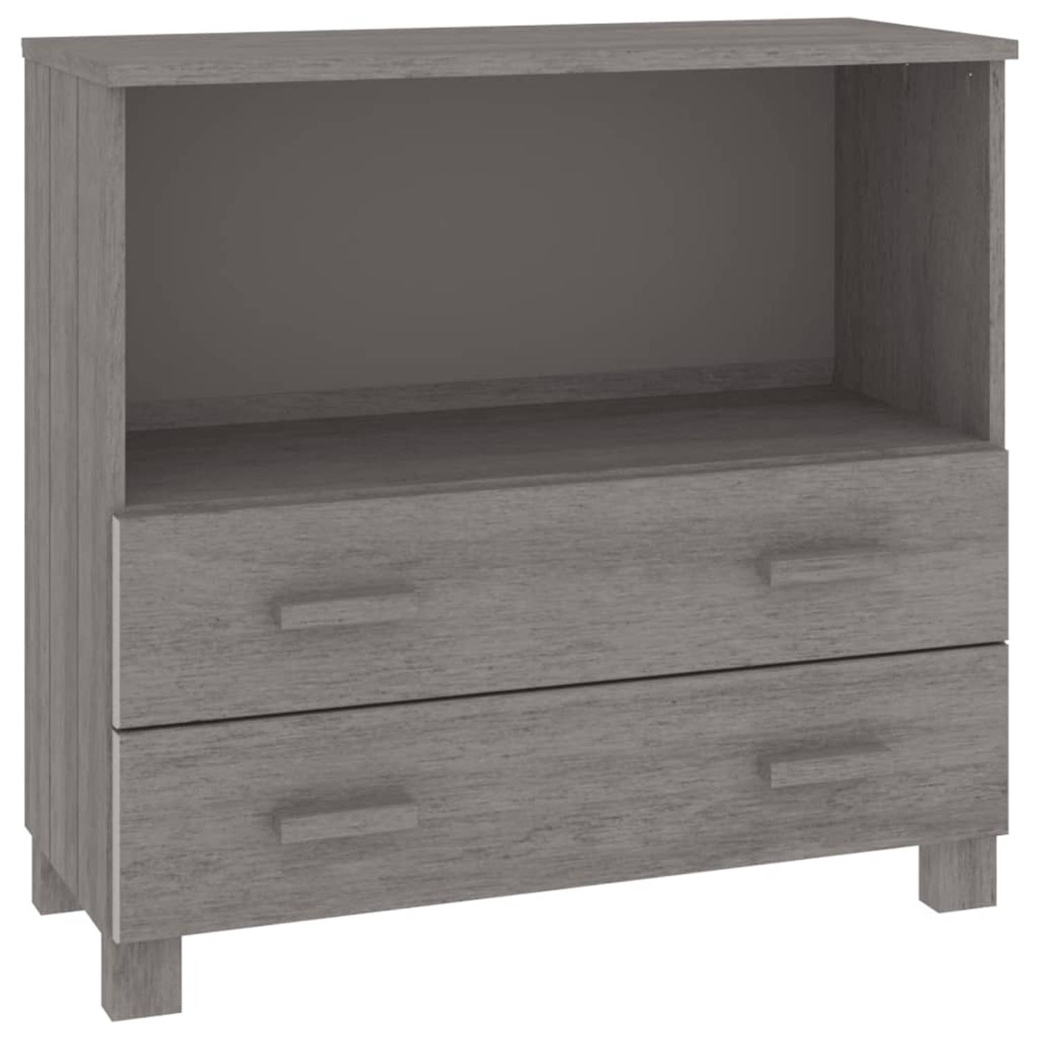 The Living Store HAMAR Dressoir - 85 x 35 x 80 cm - Massief grenenhout - Lichtgrijs