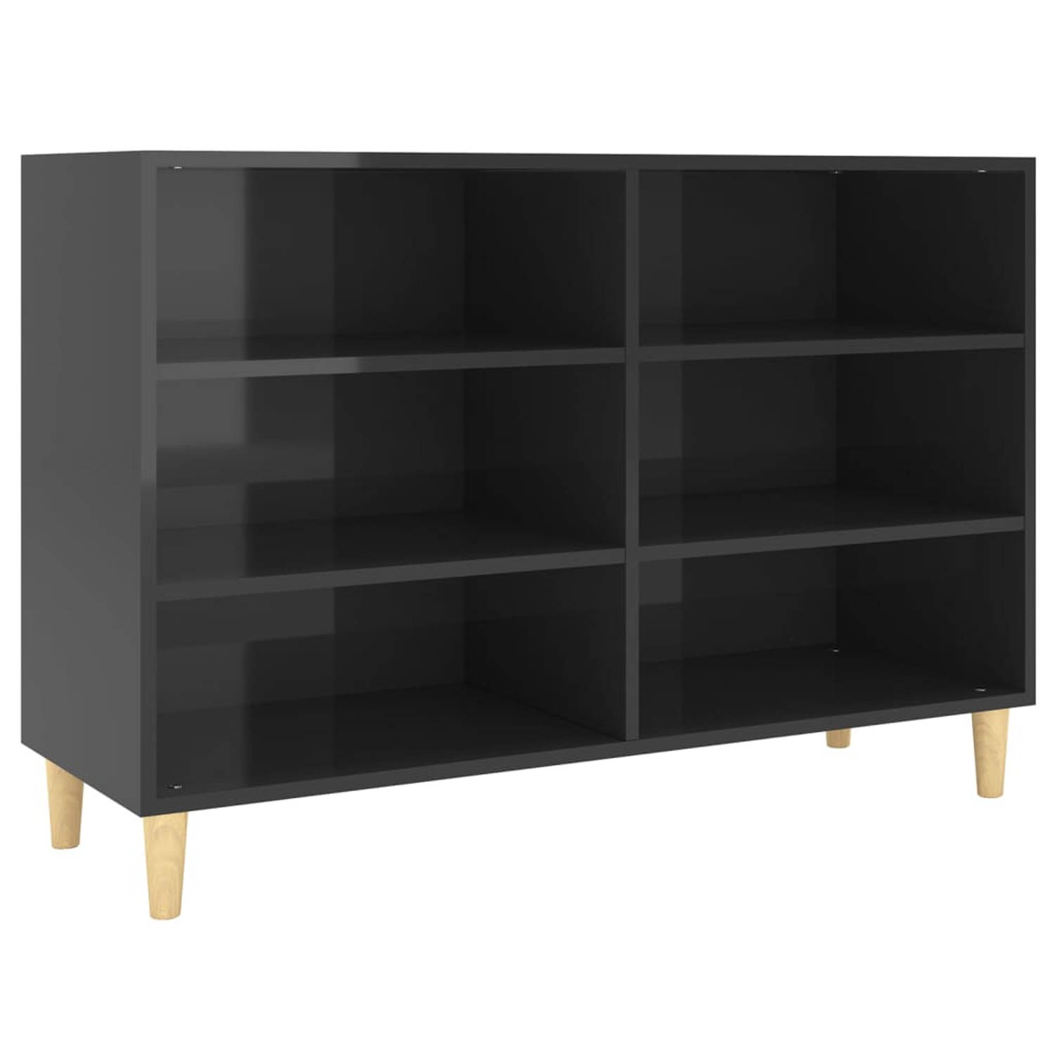 The Living Store Dressoir Scandinavische Charme - 103.5 x 35 x 70 cm - Hoogglans zwart