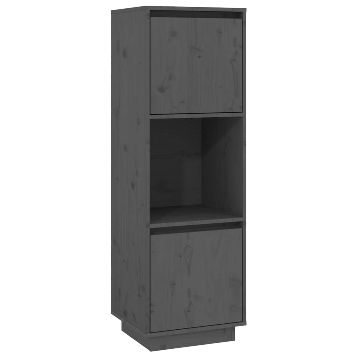 The Living Store Hoge kast 38x35x117 cm massief grenenhout grijs - Keukenkast