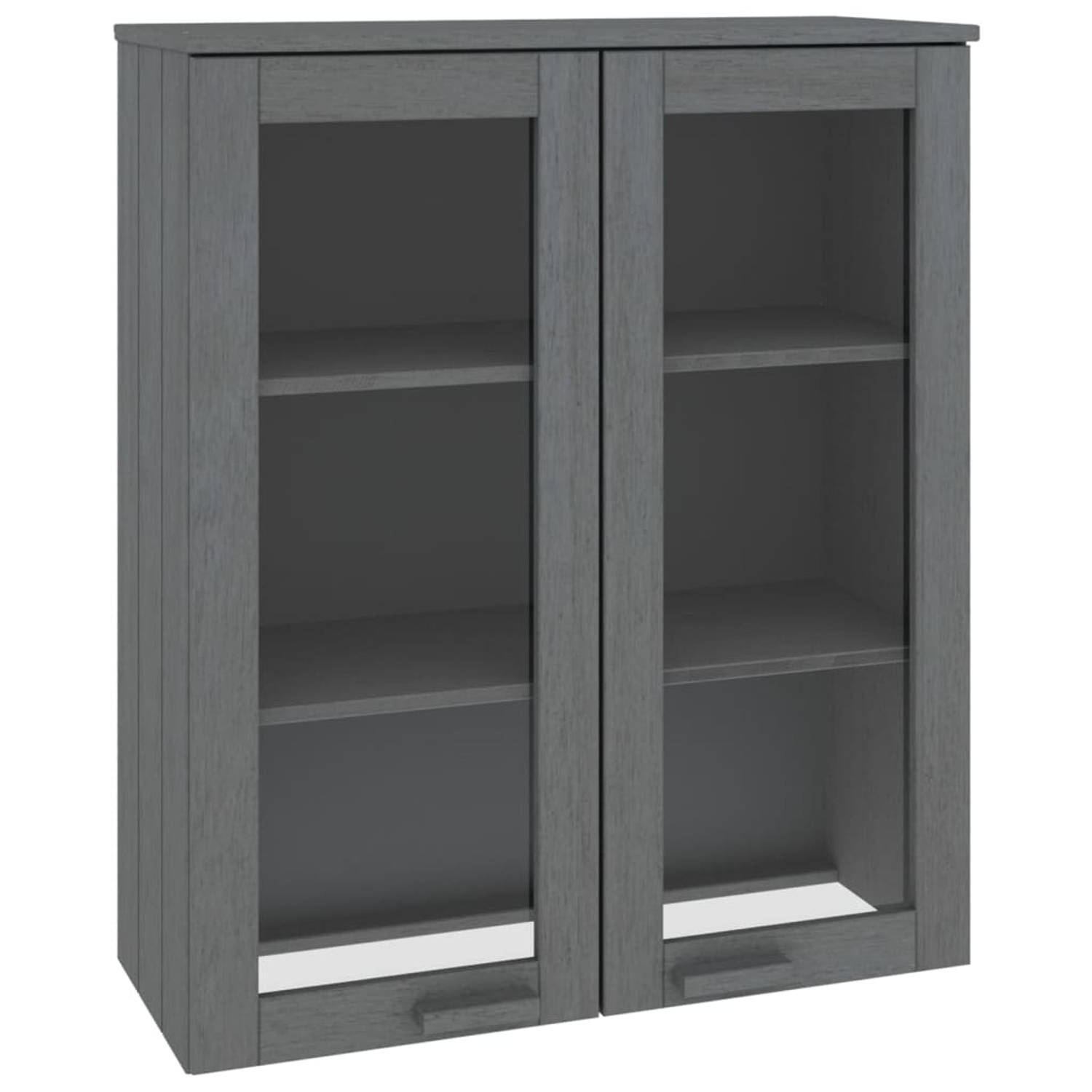 The Living Store Opzetkast HAMAR 85x35x100 cm massief grenenhout donkergrijs - Keukenkast