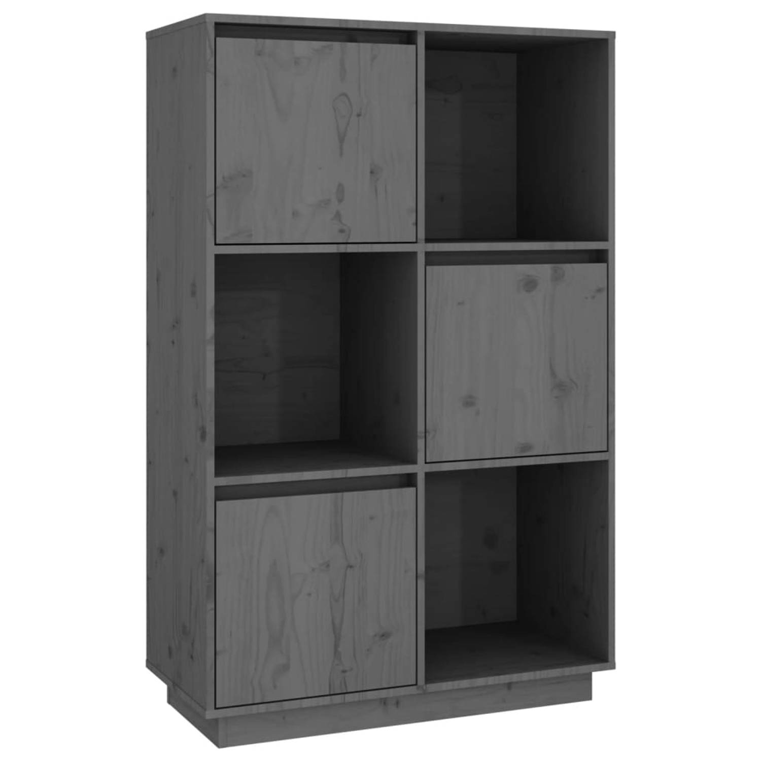 The Living Store Hoge kast 74x35x117 cm massief grenenhout grijs - Keukenkast