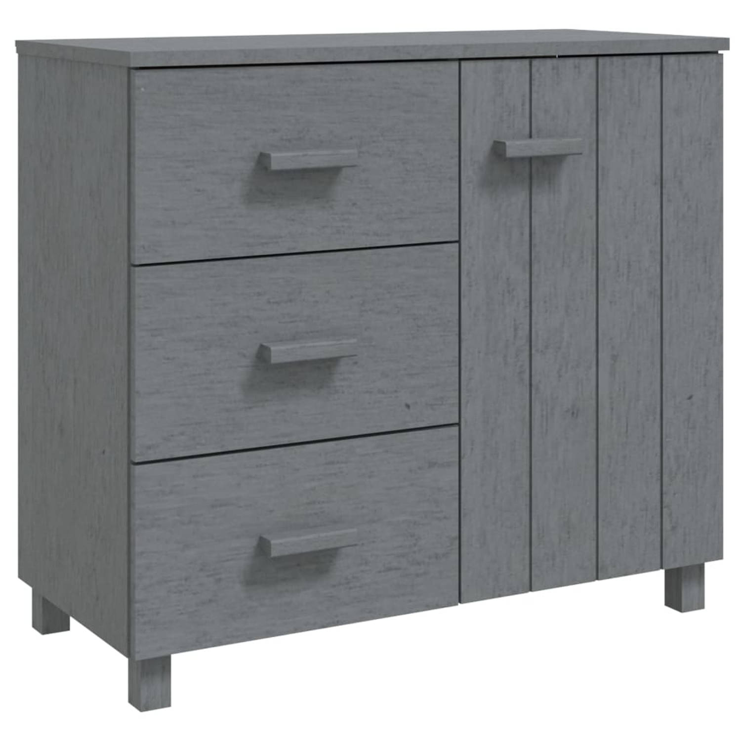 The Living Store HAMAR Dressoir - Donkergrijs - 90 x 40 x 80 cm - Massief grenenhout en MDF