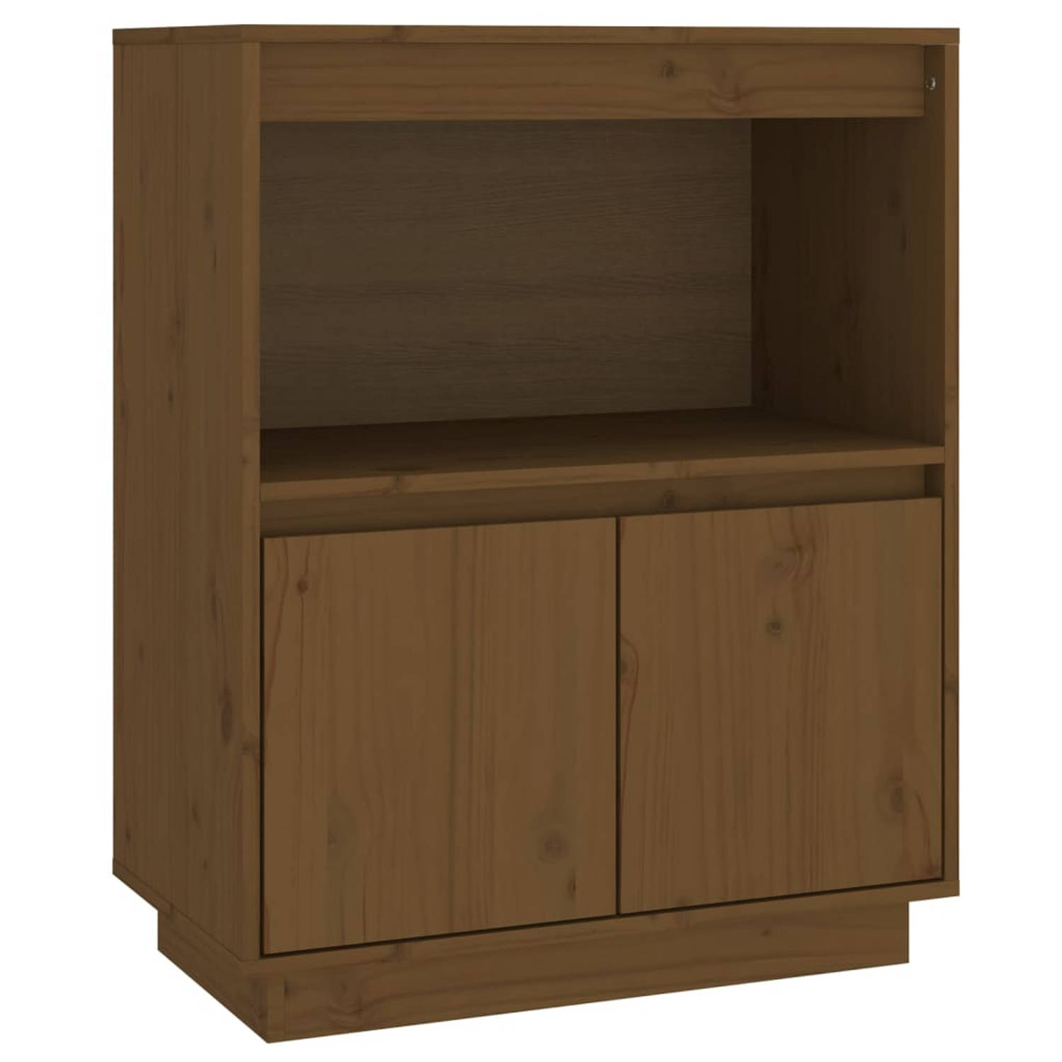 The Living Store Dressoir 60x34x75 cm massief grenenhout honingbruin - Keukenkast