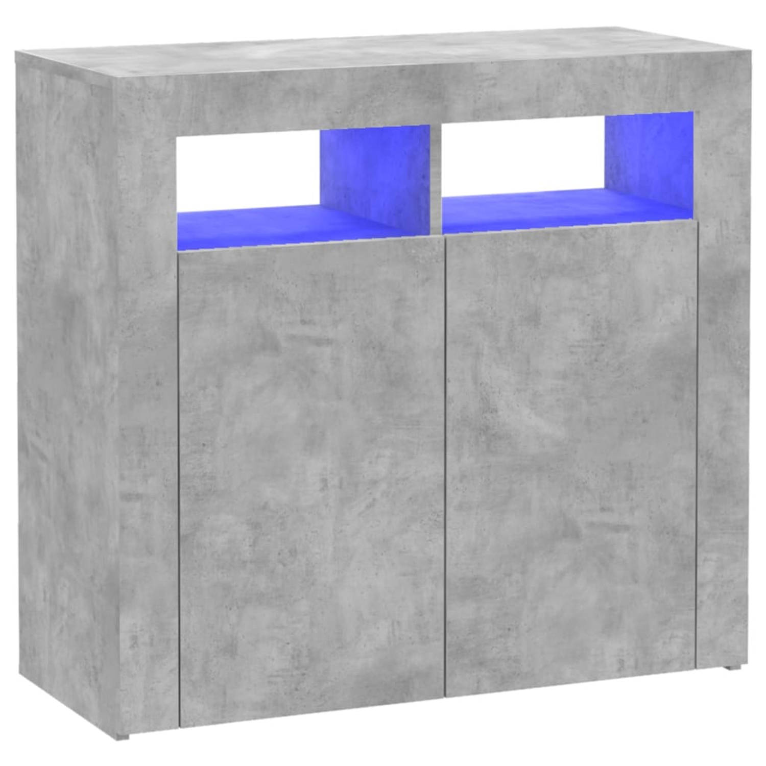 The Living Store Dressoir - Betongrijs - 80 x 35 x 75 cm - Met RGB LED-verlichting