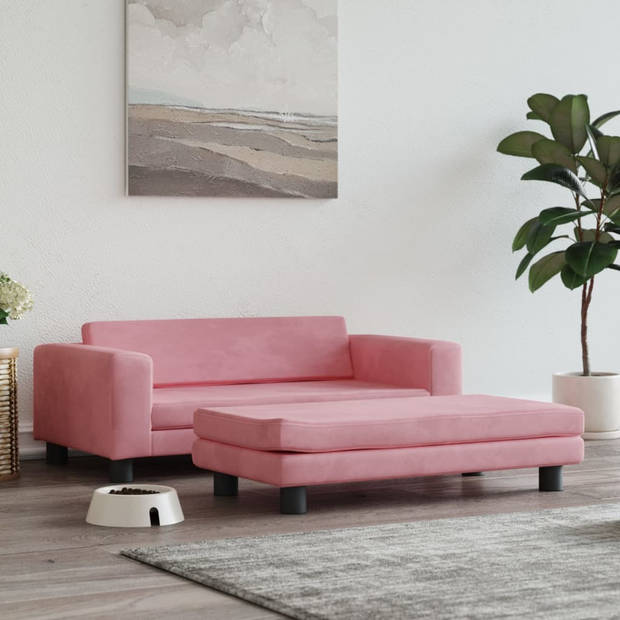 The Living Store Hondenbed - Verlengbaar - Roze - Fluweel - Massief grenenhout - 100x50x30 cm - Draagvermogen 50 kg