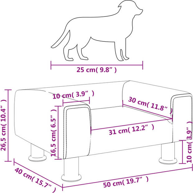 The Living Store Hondenbed - fluweel - 50 x 40 x 26.5 cm - crème