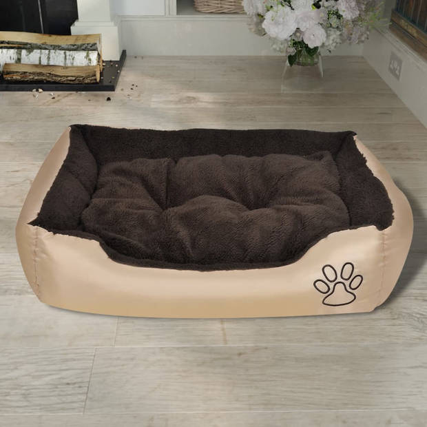 The Living Store Hondenmand Hondenbed - 90 x 70 x 20 cm - Beige/Bruin - Waterafstotend