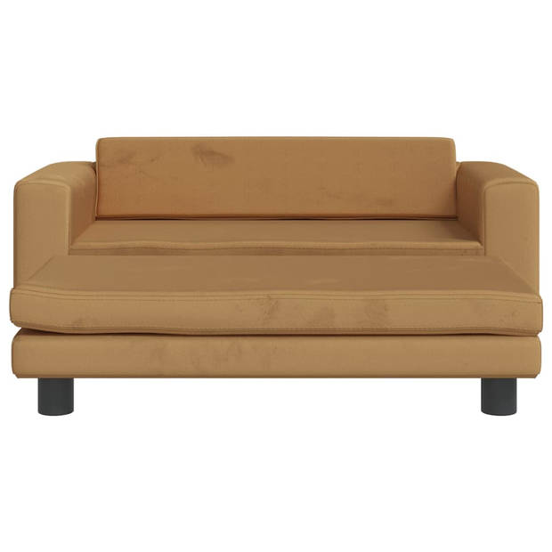 The Living Store Hondenbed Luxury - Bruin - 100x50x30 cm - Met verlengstuk - Fluweel - Massief grenenhout