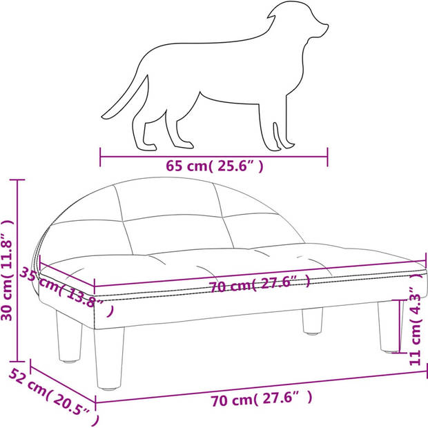 The Living Store Hondenbank - Luxe - Zwart - 70 x 52 x 30 cm - Geschikt voor kleine honden - Draagvermogen 50 kg
