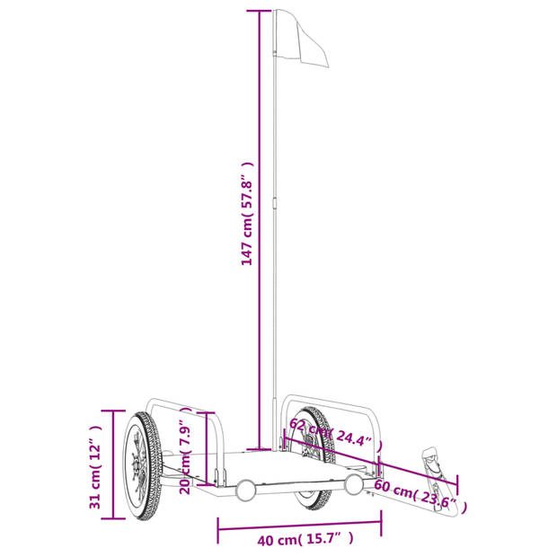 vidaXL Fietstrailer 122x53x31 cm ijzer zwart