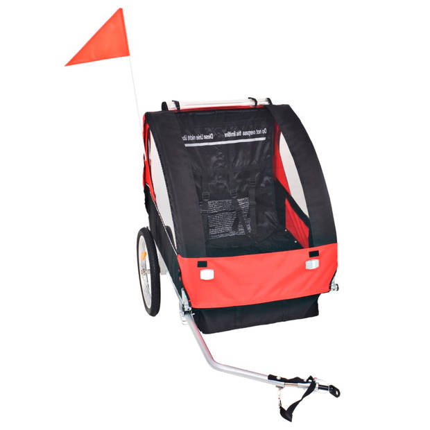 vidaXL Fietstrailer 30 kg zwart en rood