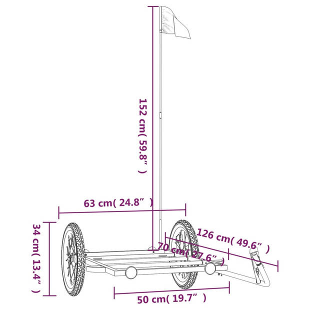 vidaXL Fietstrailer 126x63x34 cm ijzer zwart