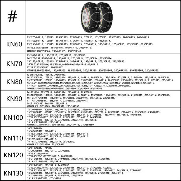 The Living Store Bandkettingen KN120 - Sneeuwkettingen 14"-19.5" - Extra Grip - Gemakkelijk te Monteren