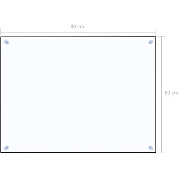 The Living Store Spatscherm Gehard Glas - Keuken - 80 x 60 cm - Hittebestendig