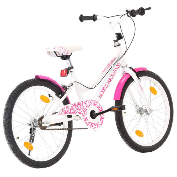 The Living Store Kinderfiets - 20 inch - Roze en Wit - MIG Gelast Staal - Verstelbaar Zadel en Stuur