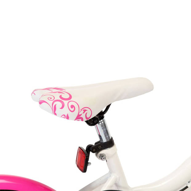 The Living Store Kinderfiets - 20 inch - Roze en Wit - MIG Gelast Staal - Verstelbaar Zadel en Stuur