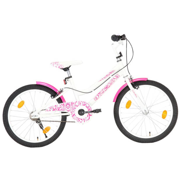 The Living Store Kinderfiets - 20 inch - Roze en Wit - MIG Gelast Staal - Verstelbaar Zadel en Stuur