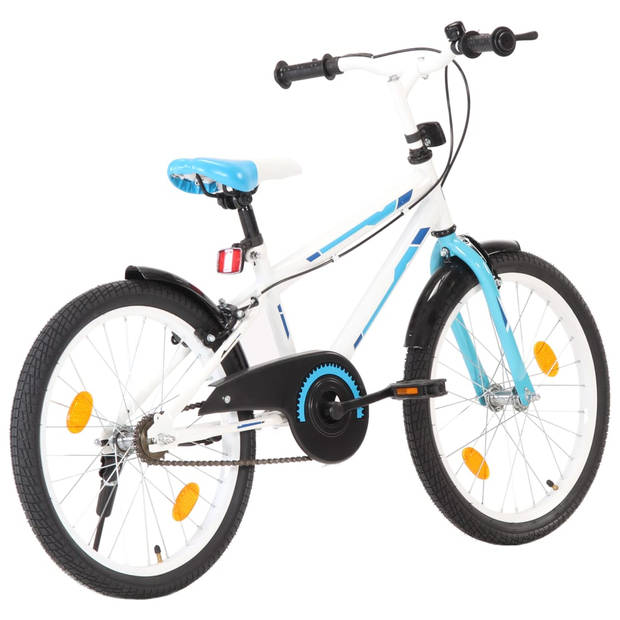 The Living Store Kinderfiets 20 inch - Blauw en wit - Staal frame - In hoogte verstelbaar - Met kettingkast - Voor- en