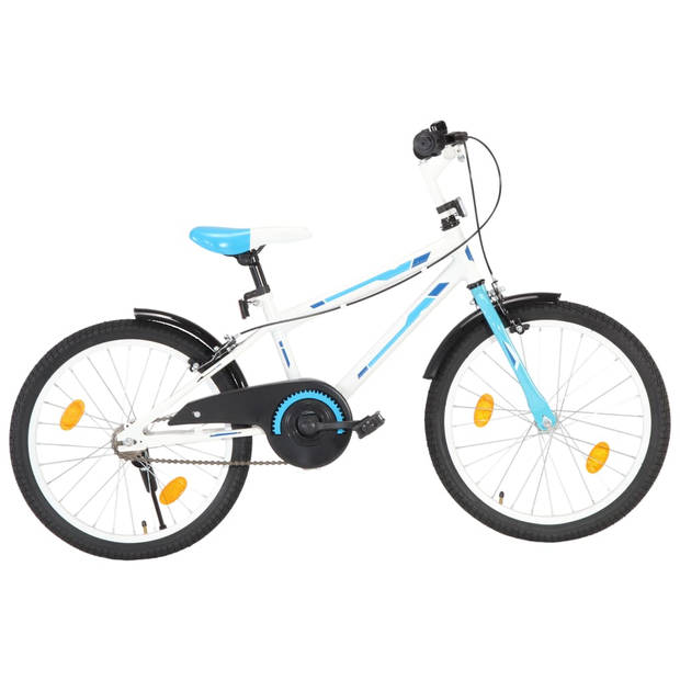 The Living Store Kinderfiets 20 inch - Blauw en wit - Staal frame - In hoogte verstelbaar - Met kettingkast - Voor- en