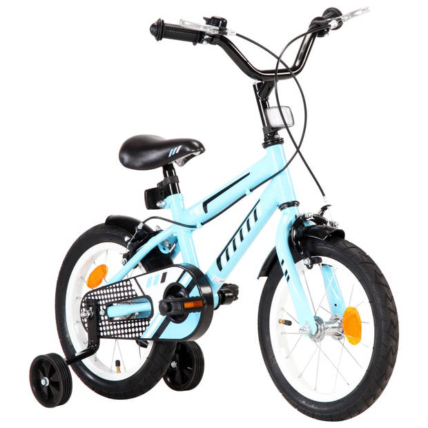 vidaXL Kinderfiets 14 inch zwart en blauw