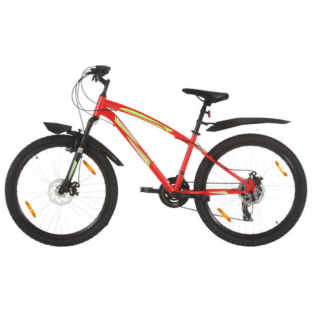 The Living Store Mountainbike - 26 inch - rood - stalen frame - verende voorvork - aluminium velgen - 21 versnellingen