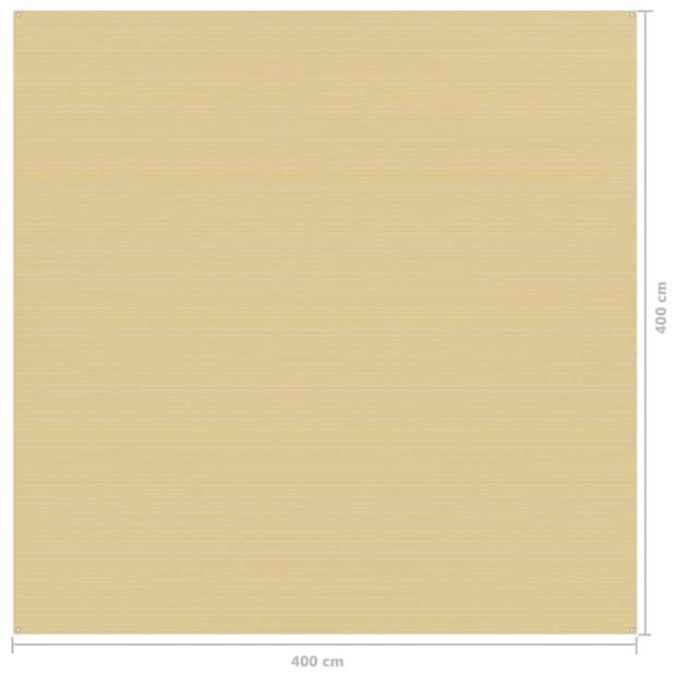 The Living Store Tenttapijt - Beige - 400x400 cm - Weerbestendig en ademend