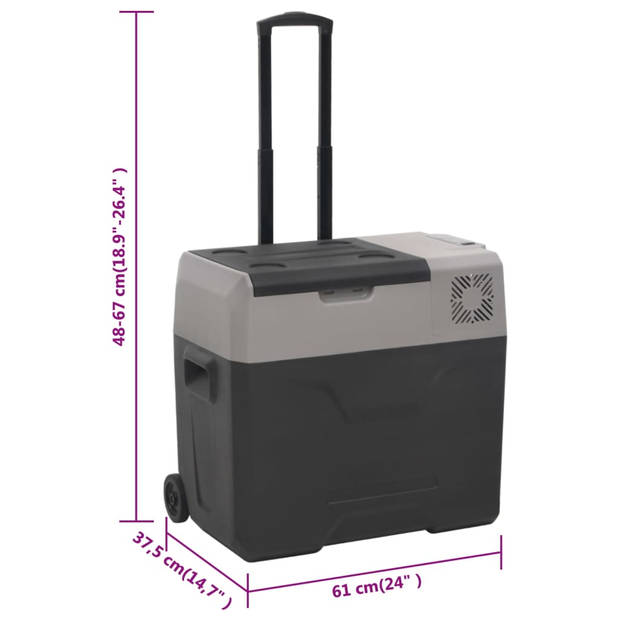 The Living Store Draagbare Koelbox - 40L - Grootte- 61x37.5x48-67cm - Efficiënte koeling - Autokoelbox met dubbele