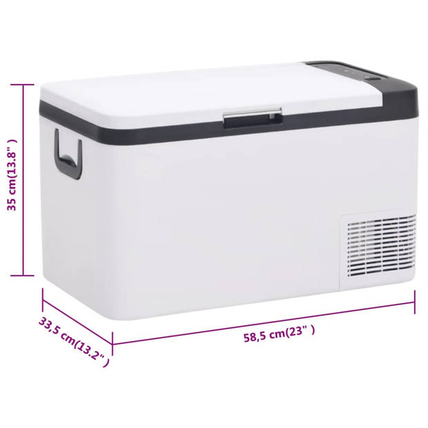 The Living Store Draagbare Koelbox - 25L - Met Compressor - Zwart/Wit - 58.5x33.5x35cm (BxDxH)