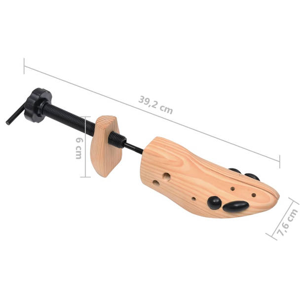 The Living Store Schoenspanners Hout - 39.2 x 7.6 x 6 cm - Massief grenen - Geschikt voor schoenmaten 41-46 - 2-voudige