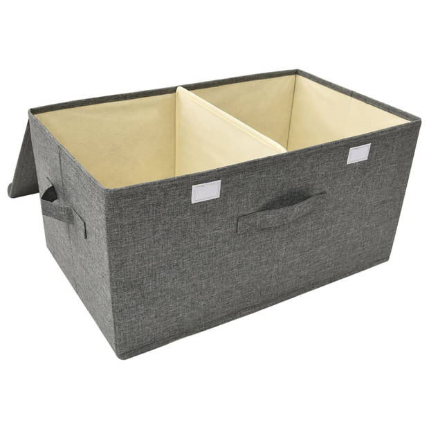 The Living Store Inklapbare opbergbox - 50 x 30 x 25 cm - antraciet stof - 2 vakken