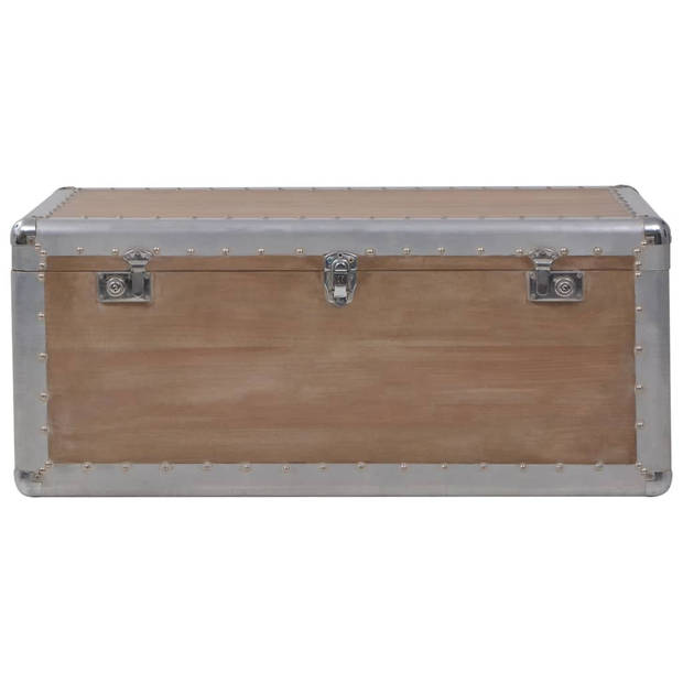 The Living Store Opbergkist Vintage - 91x52x40 cm - Bruin Massief Vurenhout