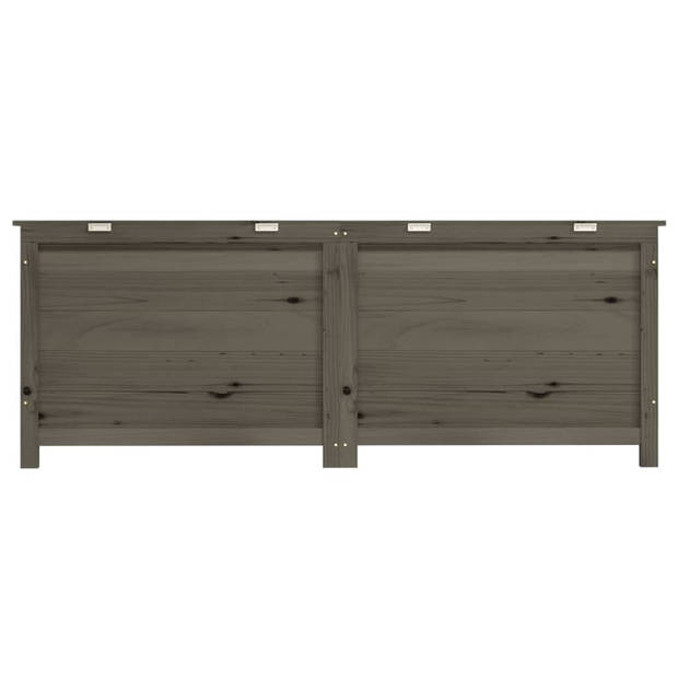 The Living Store Houten Kussenbox - 150x50x56 cm - Massief Vurenhout - Antraciet