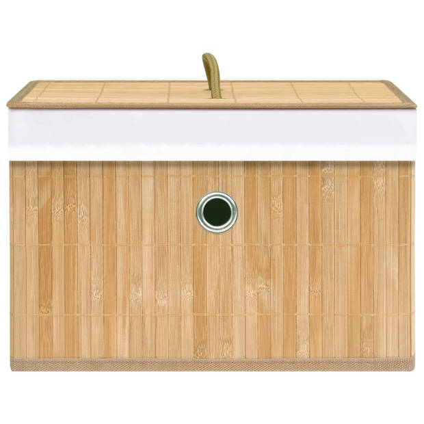 The Living Store Opbergboxen - Bamboe - Geweven stof - 31x31x20 cm - Vierkant