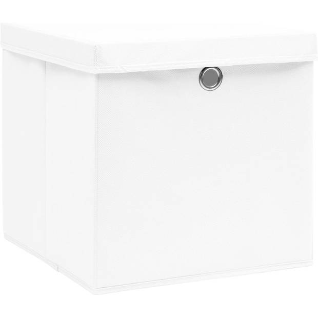 The Living Store Opbergboxen - Nonwoven Stof - 32 x 32 x 32 cm - Inklapbaar - Wit