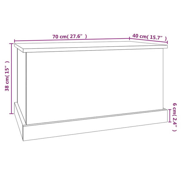 The Living Store Opbergbox Gereedschapskist - 70x40x38 cm - Bruineiken