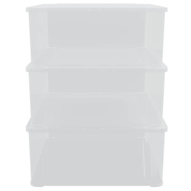 The Living Store Opbergdoos 3 stuks - Doorzichtig - 54 x 38 x 16 cm - 25 L - PP materiaal