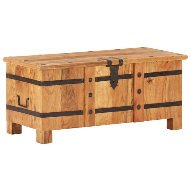 The Living Store Houten Kist - Opbergbox - 90 x 40 x 40 cm - Massief Acaciahout - Natuurlijke Afwerking