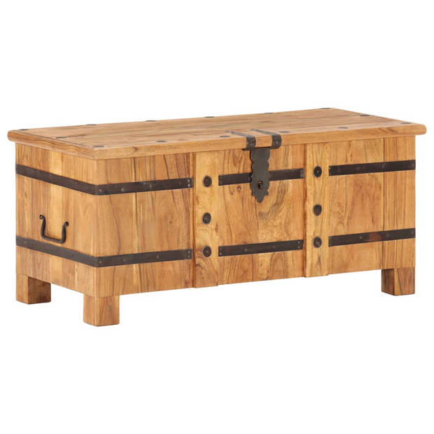 The Living Store Houten Kist - Opbergbox - 90 x 40 x 40 cm - Massief Acaciahout - Natuurlijke Afwerking