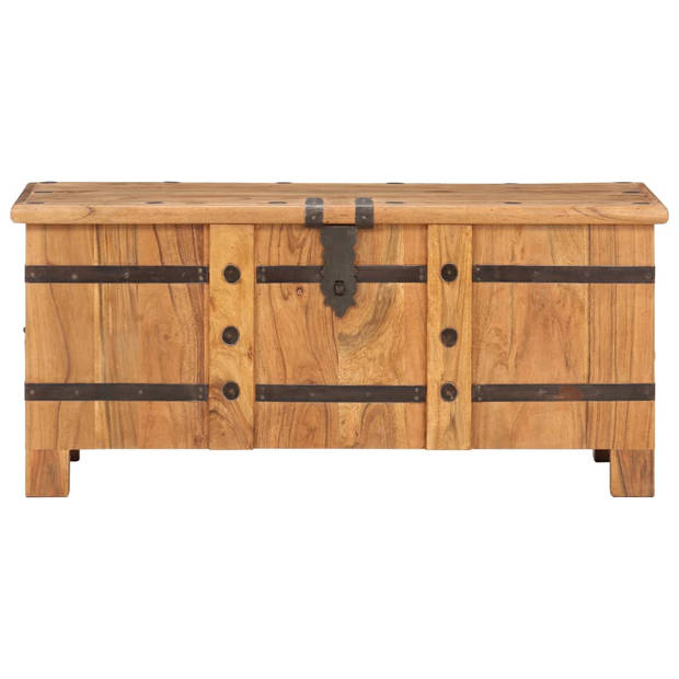 The Living Store Houten Kist - Opbergbox - 90 x 40 x 40 cm - Massief Acaciahout - Natuurlijke Afwerking