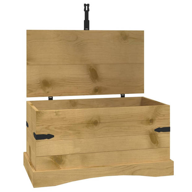 The Living Store Dekenkist Corona Hout - 91 x 49.5 x 47 cm - Bruin Gekleurd