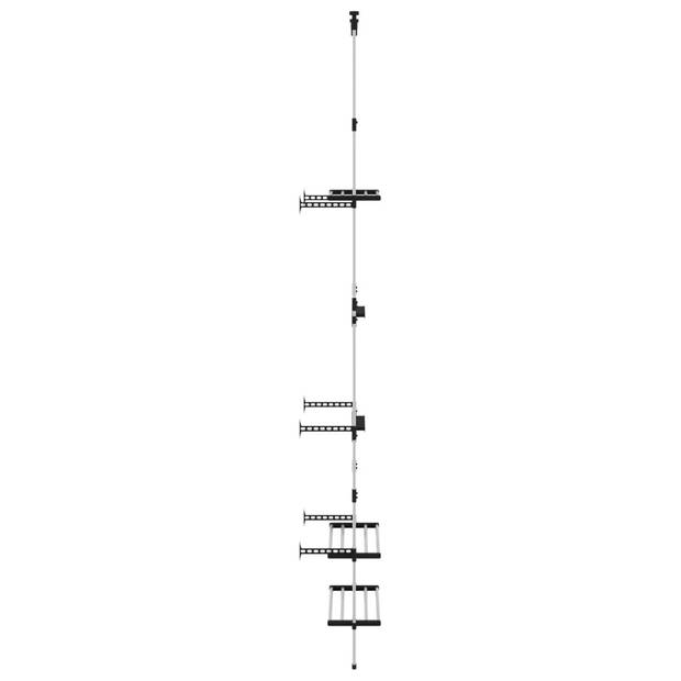 The Living Store Telescopische tuinrek - aluminium frame - verstelbaar - 3 schappen - 2 stangen - 66 x 32 x (250-300)