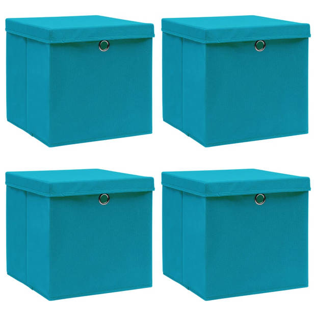 The Living Store Opbergboxen - 32 x 32 x 32 cm - Babyblauw - Nonwoven stof - Inklapbaar - Deksels inbegrepen