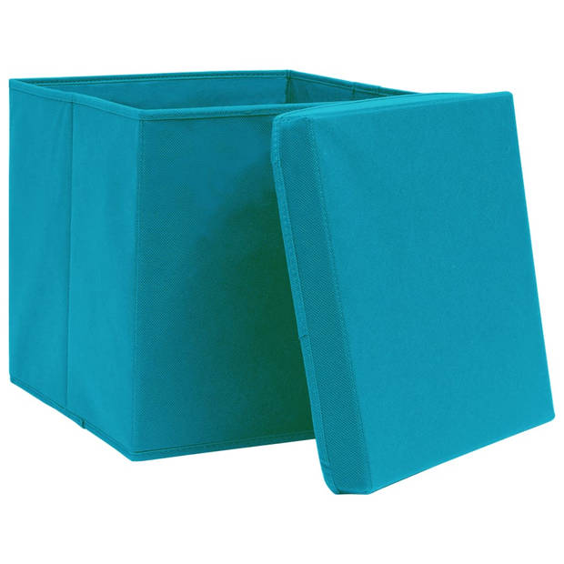 The Living Store Opbergboxen - 32 x 32 x 32 cm - Babyblauw - Nonwoven stof - Inklapbaar - Deksels inbegrepen