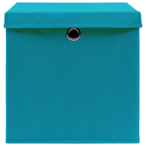 The Living Store Opbergboxen - 32 x 32 x 32 cm - Babyblauw - Nonwoven stof - Inklapbaar - Deksels inbegrepen